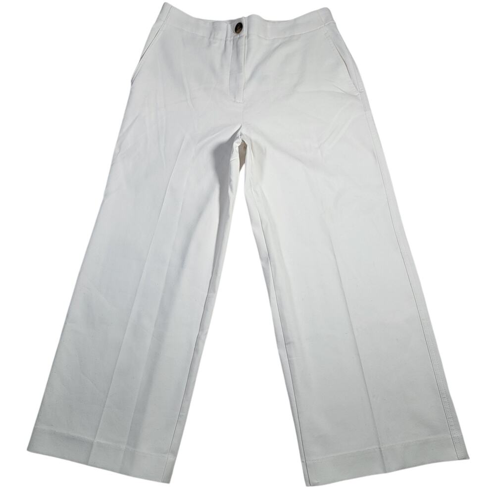 Ann Taylor Kate White Wide Leg Crop Pants Women's Size 10 High Rise NWT Career